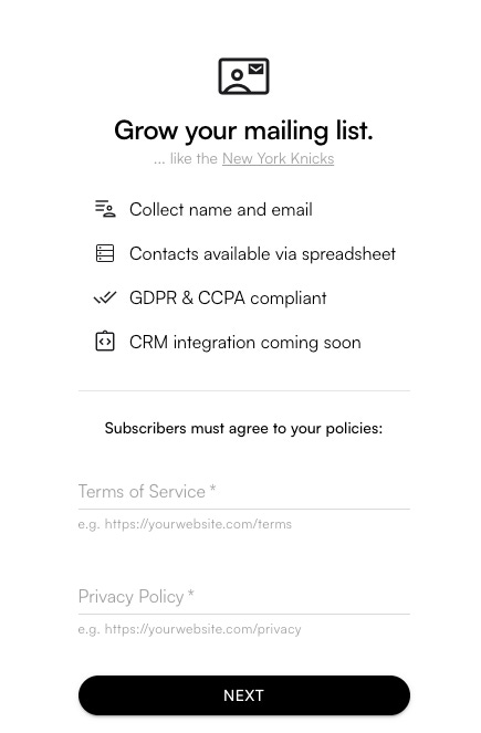 🎉 New Feature: Grow your Mailing List